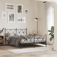 Berkfield Home Metal Bed Frame without Mattress with Footboard Black 140x200cm | Size: 140x200 cm