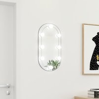 Berkfield Home Mirror with LED Lights 60x30 cm Glass Oval in Silver