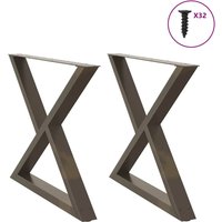 Dining Table Legs 2 pcs Natural Steel 90x cm Steel