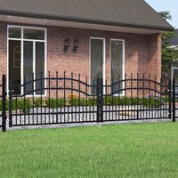 Berkfield Home Fence Gate with Spear Top Black 305x120 cm Powder-coated Steel