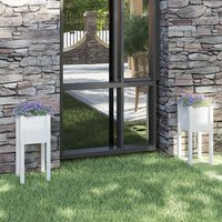 Berkfield Home Garden Planters 2 pcs White 31x31x70 cm Solid Pinewood | Size: 31 x 31 x 70 cm