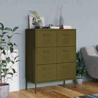 Berkfield Home Drawer Cabinet Olive Green 80x35x101.5 cm Steel
