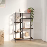 Berkfield Home Book Shelf 80x30x120 cm Steel & Engineered Wood in Brown | Size: 80 x 30 x 120 cm