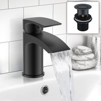Matt Mini Cloakroom Bathroom Basin Mono Mixer Tap Waste