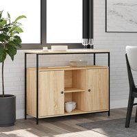 Berkfield Home Sideboard Sonoma Oak 100x35x80 cm Engineered Wood in Brown | Size: 100 x 35 x 80 cm