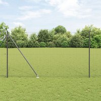Berkfield Home Fence Posts with Spike 52 pcs √ò32 mm 170 cm Galvanised Steel in Grey