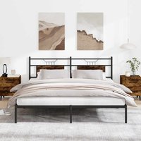 Berkfield Home Bed Frame without Mattress Smoked Oak 183x213 cm Engineered Wood in Brown