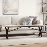 Berkfield Home Coffee Table X-Frame 160x40x45.5 cm Solid Wood Pine & Steel in Brown