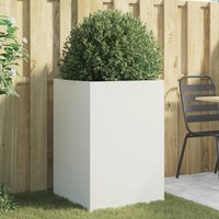 Berkfield Home Planter White 52x48x75 cm Steel | Size: 52 x 48 x 75 cm