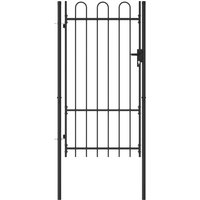 Berkfield Home Fence Gate Single Door with Arched Top Steel 1x1.75 m Black