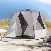 Berkfield Home Beach Tent 4-Person Grey Quick Release Waterproof