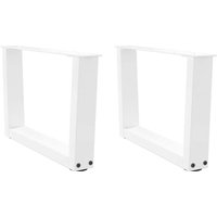 Berkfield Home Dining Table Legs V-Shape 2 pcs White 50x(30-31.3) cm Steel