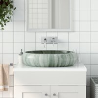 Berkfield Home Countertop Basin Green Oval 59x40x15 cm Ceramic | Size: 59 x 40 x 15 cm