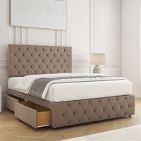 Mulberry Divan Bed Plush 24" Headboard 2 Drawers Same Side & Mattress Single