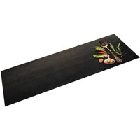 Berkfield Home Kitchen Rug Washable Spices 45x150 cm Velvet in Black