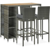 Berkfield Home 5 Piece Garden Bar Set with Cushions Poly Rattan Grey