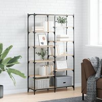 Berkfield Home Bookshelf Sonoma Oak 100x32x170 cm Engineered Wood & Iron in Brown | Size: 100 x 32 x 170 cm