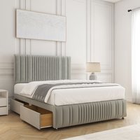 Rosie Plush Divan Bed Set 24"Headboard & 2Drawers Same Side & Mattress Double