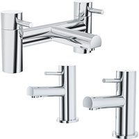 Blossom Chrome Bath Filler Mixer Basin Twin Taps Set