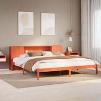 Bookcase Bed without Mattress Wax 180x200 cm Super King Solid Wood Pine