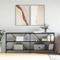Berkfield Home Console Table Black 180x30x75 cm Engineered Wood & Iron | Size: 180 x 30 x 75 cm