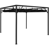 Berkfield Home Garden Gazebo with Retractable Roof Canopy 3x3 m Anthracite in Black