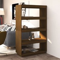 Berkfield Home Book Cabinet/Room Divider Honey Brown 80x35x135 cm Solid Pinewood | Size: 80 x 35 x 135 cm