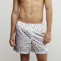 CLAUDIO LUGLI The Face Cotton Poplin Print Boxer Shorts in White | Size: Small