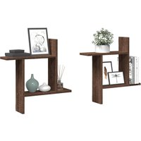 Berkfield Home Wall Shelves 2 pcs Brown Oak 50x12x50 cm Engineered Wood | Size: 50 x 12 x 50 cm