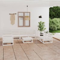 Berkfield Home 8 Piece Garden Lounge Set White Solid Wood Pine