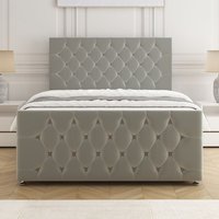 BSSPOKE Maya Divan Bed Set Plush Velvet 24" Headboard & Mattress No Drawers in Silver | Size: King