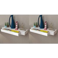 Berkfield Home Floating Wall Shelves with Drawers 2 pcs White 80 cm