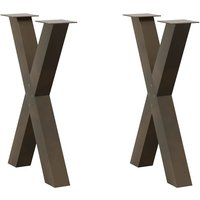 Berkfield Home Dining Table Legs X-Shaped 2 pcs Natural Steel 60x(72-73) cm Steel in Brown