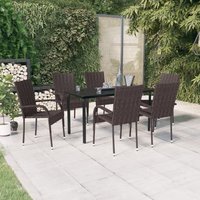 7 Piece Outdoor Dining Set Brown &