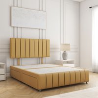 Sierra Plush Velvet Divan Bed Set 24"Headboard & 4Drawers No Mattress Double