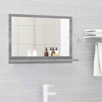 Berkfield Home Bathroom Mirror Grey Sonoma 60x10.5x37 cm Engineered Wood