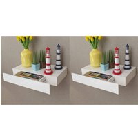 Berkfield Home Floating Wall Shelves with Drawers 2 pcs White 48 cm