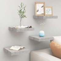 Berkfield Home Floating Wall Shelves 4 pcs Concrete Grey 23x23.5x3.8 cm MDF