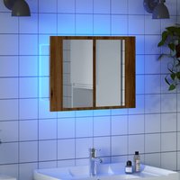 Berkfield Home LED Mirror Cabinet Artisan Oak 60x12x45 cm Engineered Wood in Brown | Size: 60 x 12 x 45 cm
