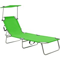Berkfield Home Folding Sun Lounger with Canopy Green Aluminium