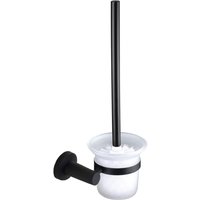 Nes Home Black Matte Modern Round Toilet Brush & Holder