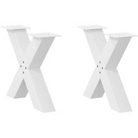 Berkfield Home Coffee Table Legs X-Shaped 2 pcs White 50x(42-43) cm Steel