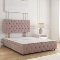 Mulberry Divan Bed Velvet 24"Headboard & 2Drawers Footend No Mattress King
