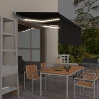Berkfield Home Manual Retractable Awning with Blind&LED 3.5x2.5m Anthracite in Black
