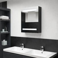 Berkfield Home LED Bathroom Mirror Cabinet Black 50x14x60 cm | Size: 50 x 14 x 60 cm