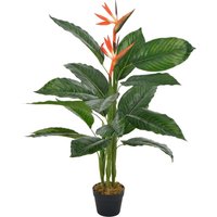 Berkfield Home Artificial Plant Strelitzia with Pot Red 100 cm in Orange