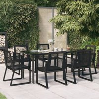 Berkfield Home 7 Piece Garden Dining Set Black PVC Rattan