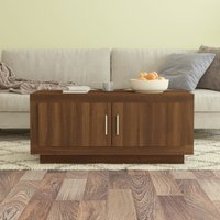 Berkfield Home Coffee Table Brown Oak 102x50x45 cm Engineered Wood | Size: 102 x 50 x 45 cm