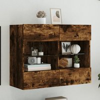 TV Wall Cabinet LED Lights Smoked Oak 78.5x30x60.5 cm