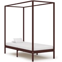 Berkfield Home Canopy Bed Frame Dark Brown Solid Pine Wood 100x200 cm